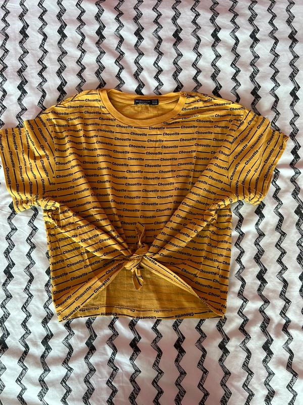 T-shirt Jaune 'Chouette' - Haut Court Tendance et Original